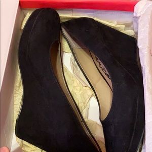 Black suede wedges